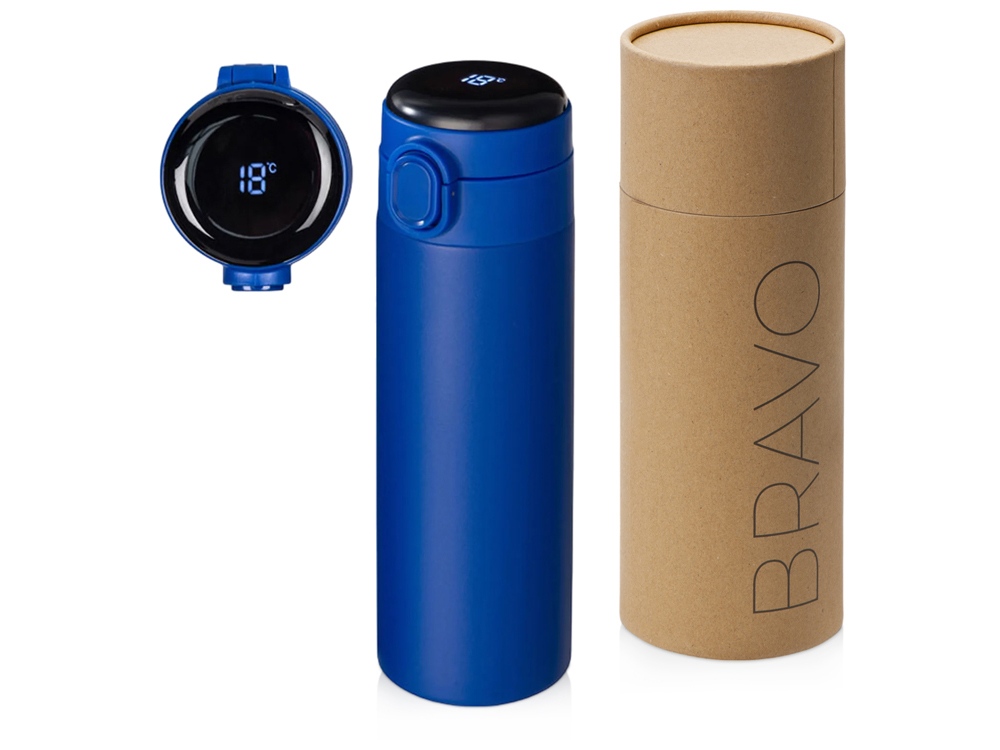 Изображение №1 | Вакуумная термокружка с индикатором и медной изоляцией «Bravo», тубус, 400 мл (синий)