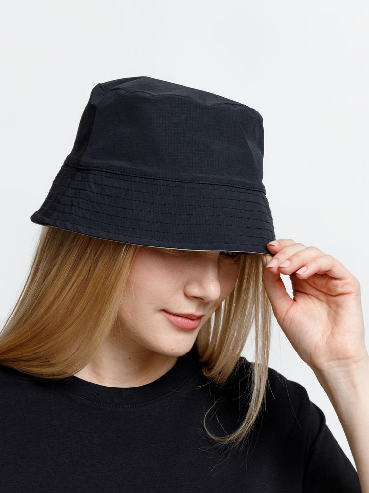 Изображение №5 | Панама Nylon двусторонняя, черная с хаки, размер M/L