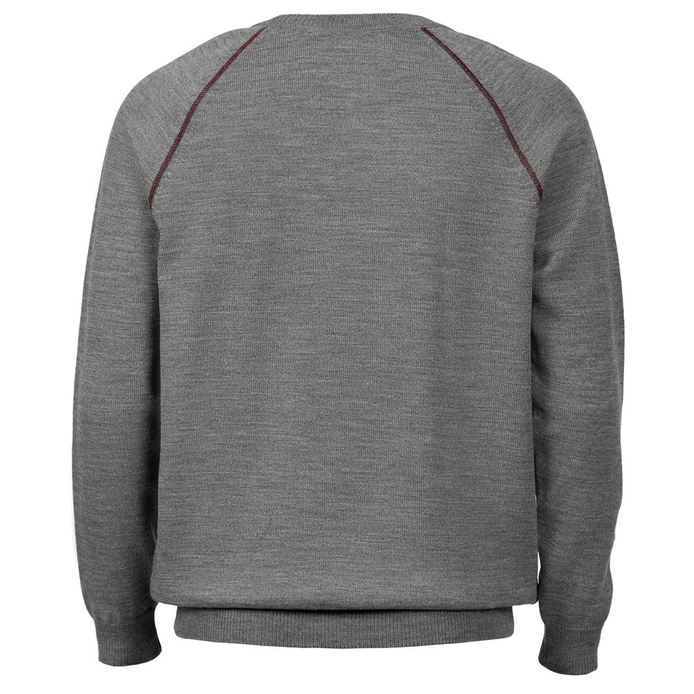 Изображение №2 | Джемпер Stitch с контрастной отделкой, серый с бордовым, размер L