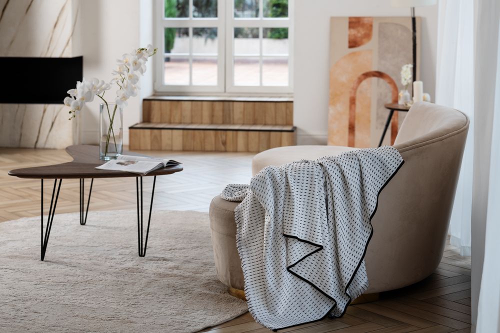 Изображение №6 | Плед Fringy, белый с черным