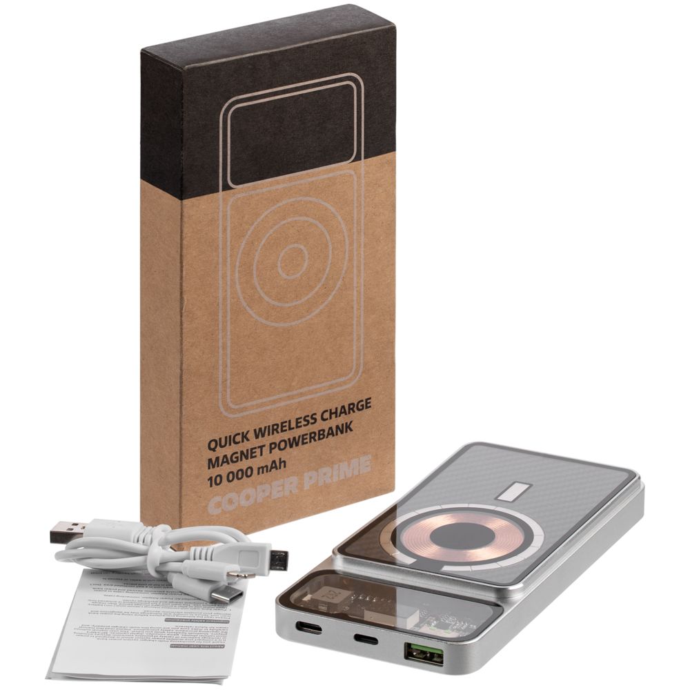 Изображение №9 | Магнитный беспроводной аккумулятор Cooper Prime 10000 мАч, серебристый