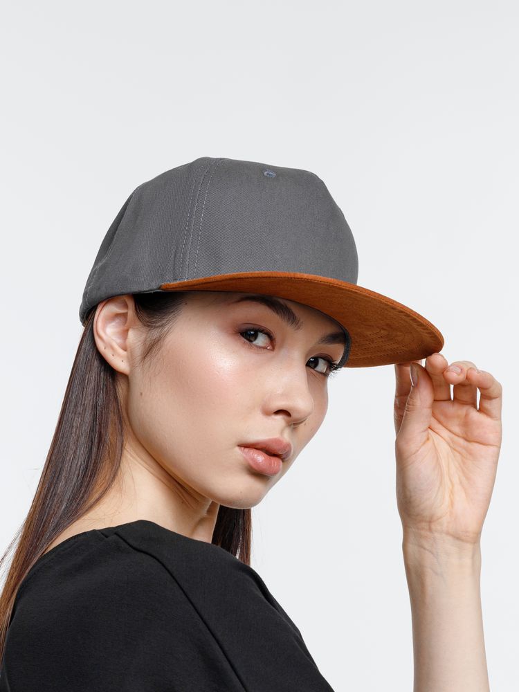 Изображение №6 | Бейсболка Foreside с прямым козырьком, серая с коричневым