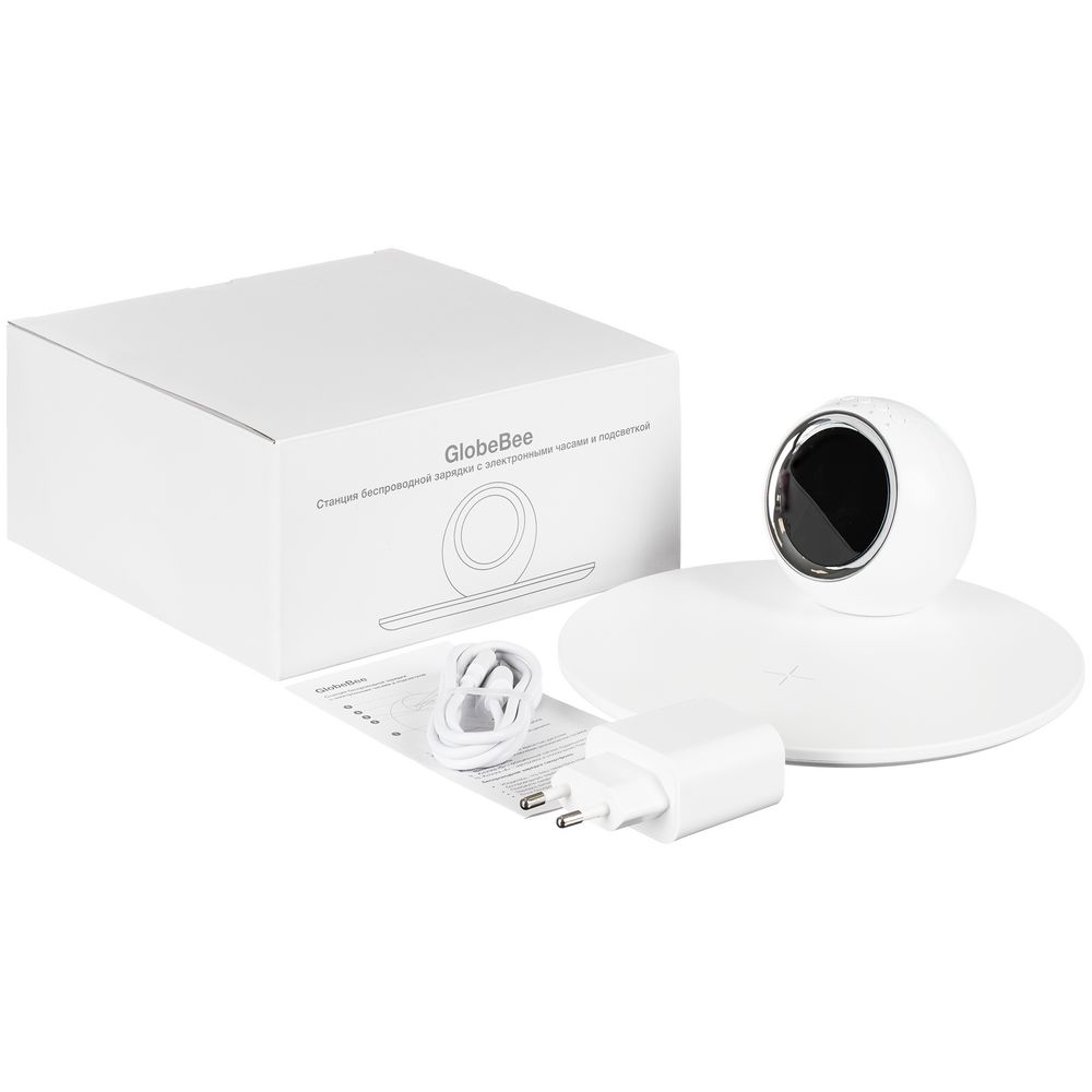 Изображение №8 | Станция беспроводной зарядки с часами и подсветкой GlobeBee, белая