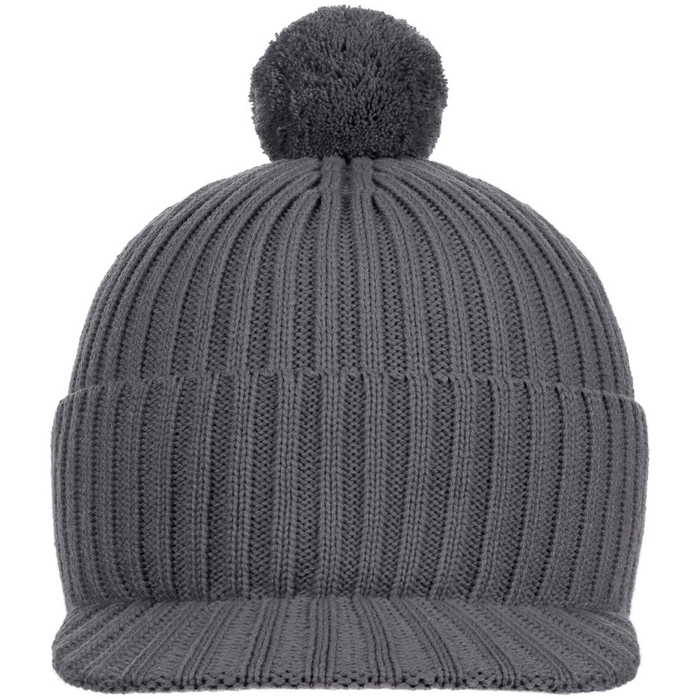 Изображение №4 | Вязаная шапка с козырьком Peaky, серая (антрацит)