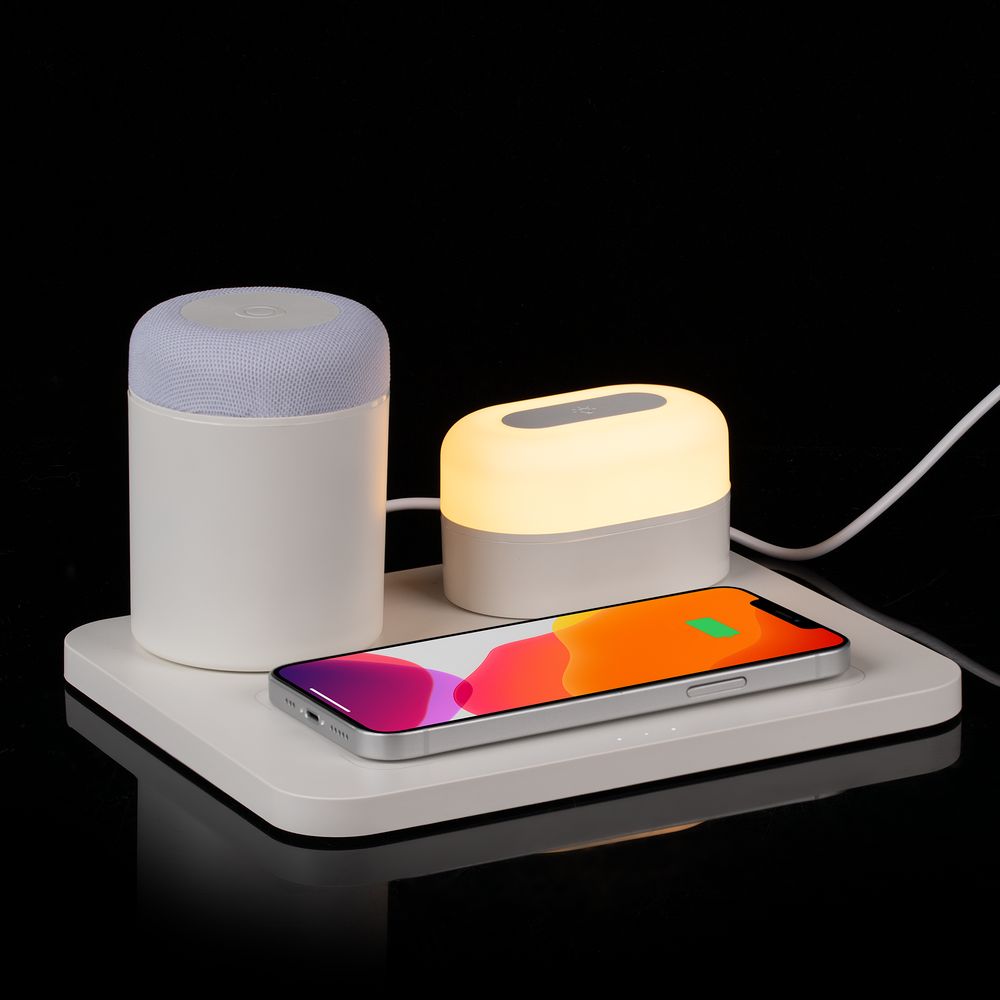 Изображение №1 | Станция беспроводной зарядки с колонкой и ночником Trilogy, белая