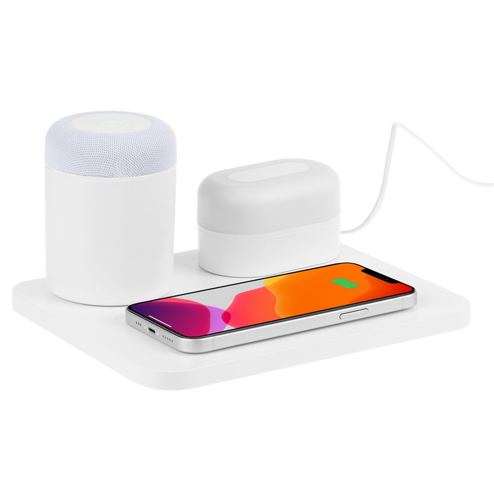 Изображение №2 | Станция беспроводной зарядки с колонкой и ночником Trilogy, белая