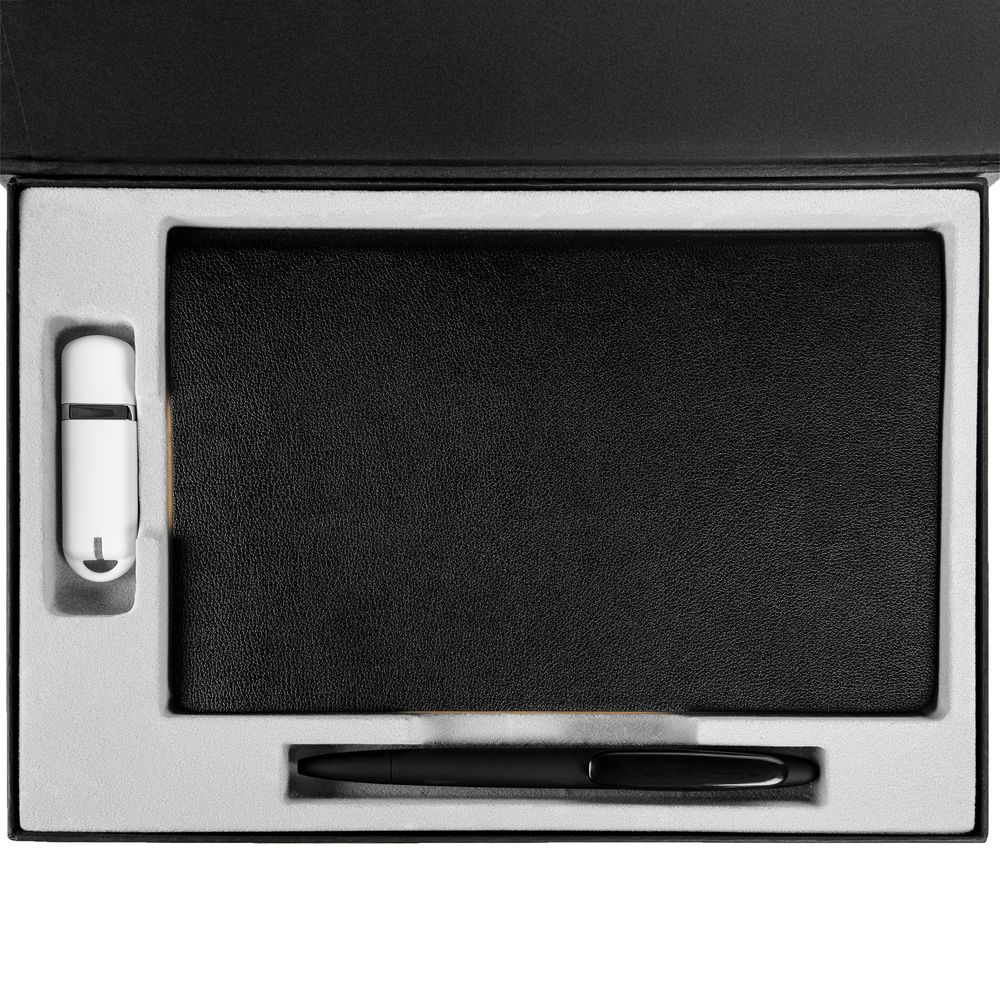 Изображение №4 | Коробка Silk с ложементом под ежедневник 13x21 см, флешку и ручку, ver. 2, черная