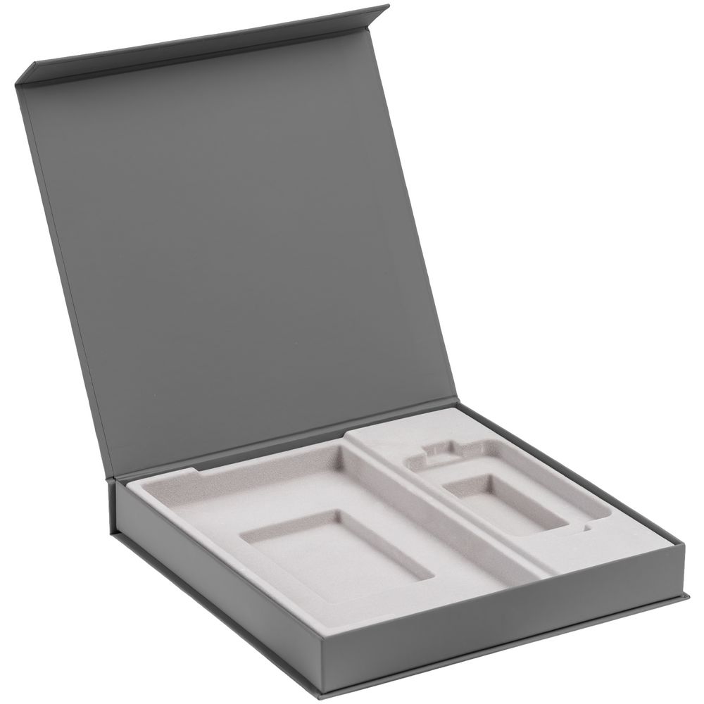 Изображение №1 | Коробка Modum с ложементом под ежедневник 13х21 см и аккумулятор, серая