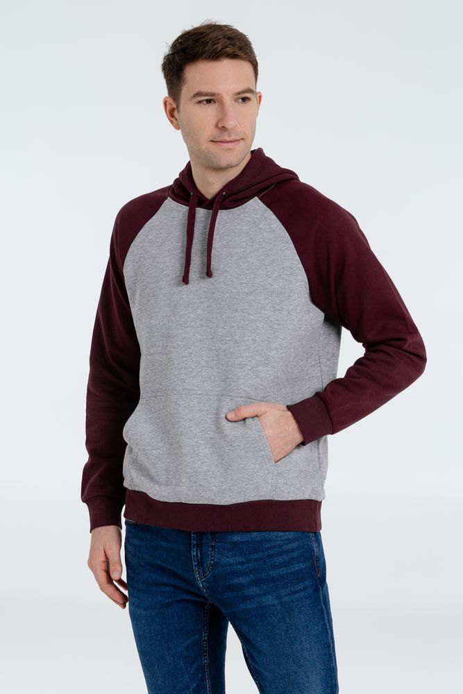 Изображение №4 | Толстовка унисекс Seattle серый меланж/бордовый, размер M