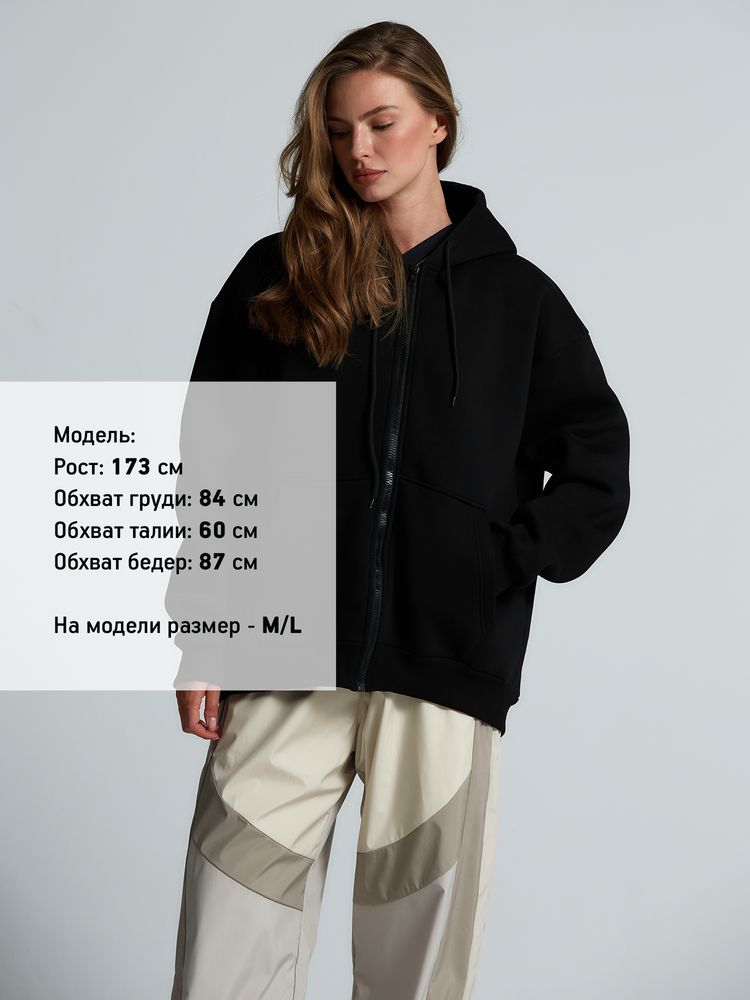 Изображение №6 | Толстовка унисекс оверсайз Zippy, черная, размер XS/S