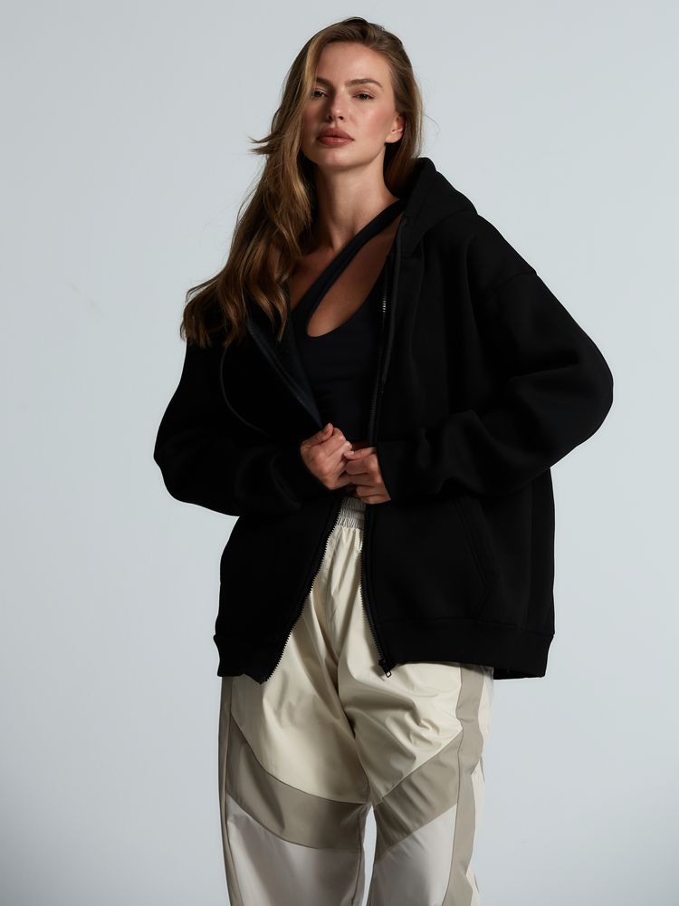 Изображение №7 | Толстовка унисекс оверсайз Zippy, черная, размер XS/S