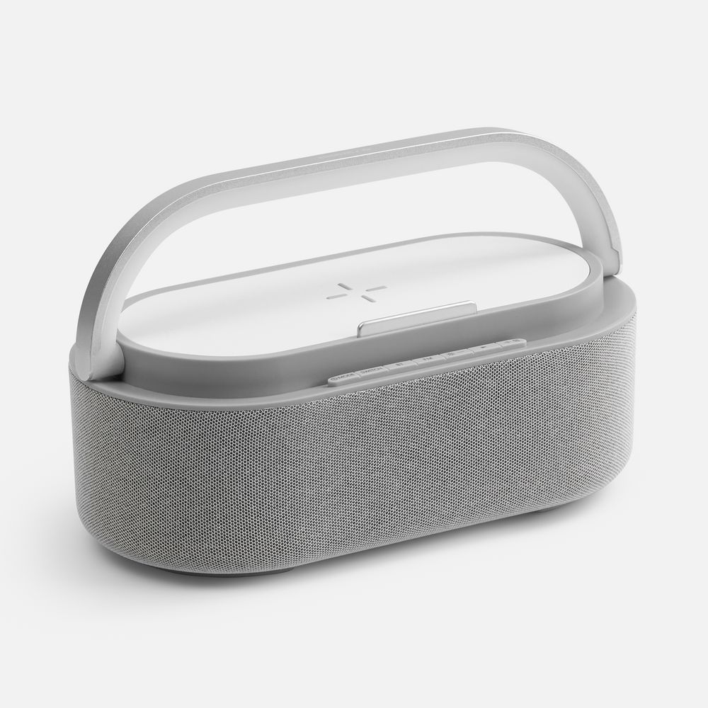 Изображение №2 | Колонка с часами и беспроводной зарядкой Veske ver.2, серая