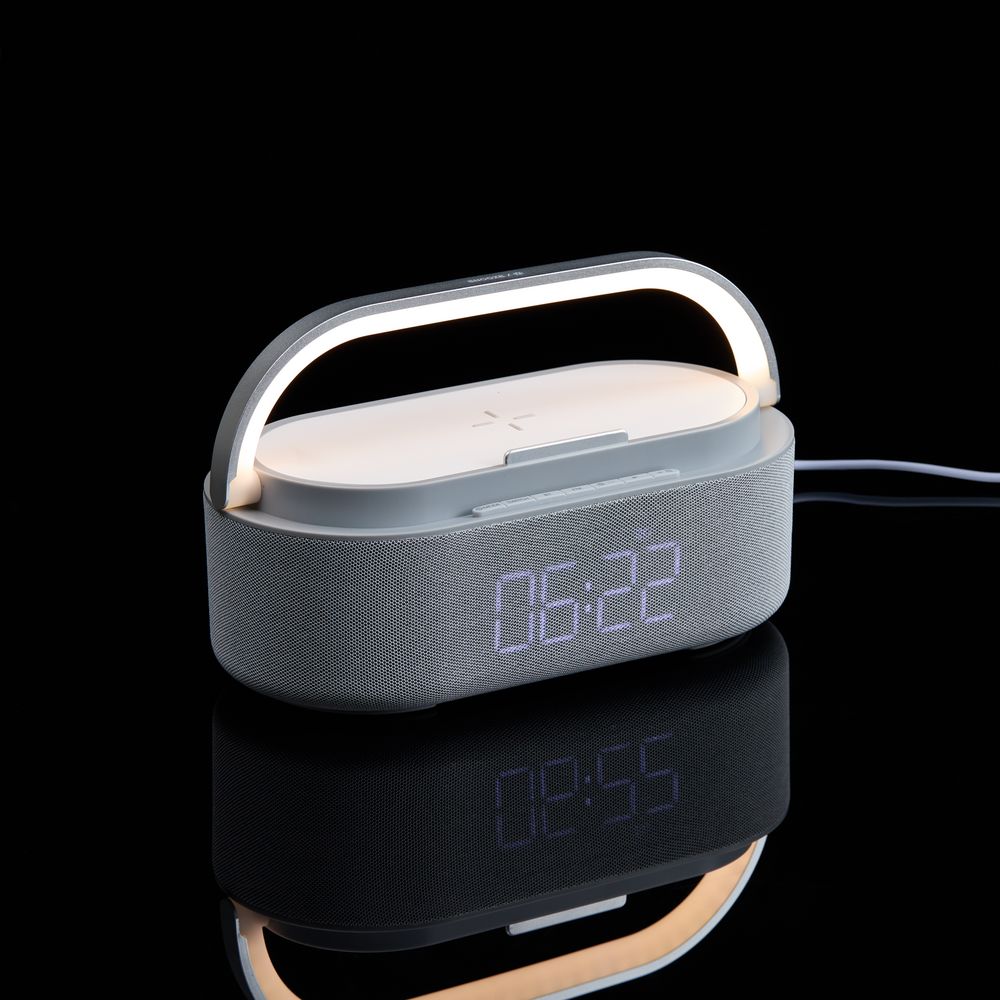 Изображение №9 | Колонка с часами и беспроводной зарядкой Veske ver.2, серая