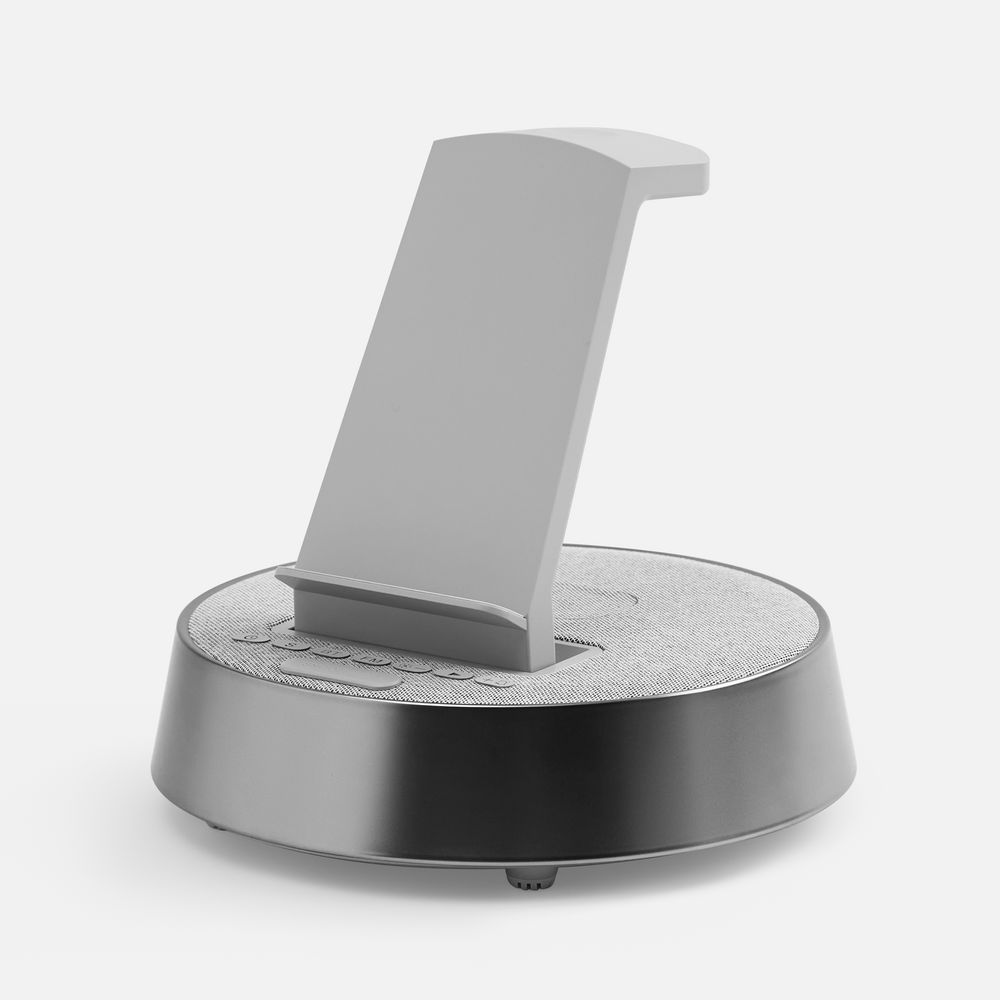 Изображение №2 | Bluetooth-колонка с беспроводной зарядкой и часами netEnergy, серая