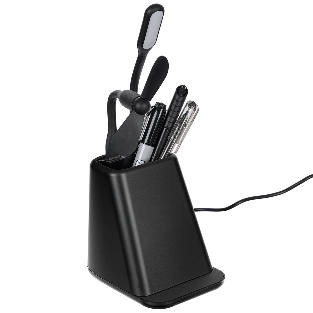 Изображение №2 | Настольный органайзер с зарядкой, лампой, вентилятором и подсветкой логотипа powerTower, черный