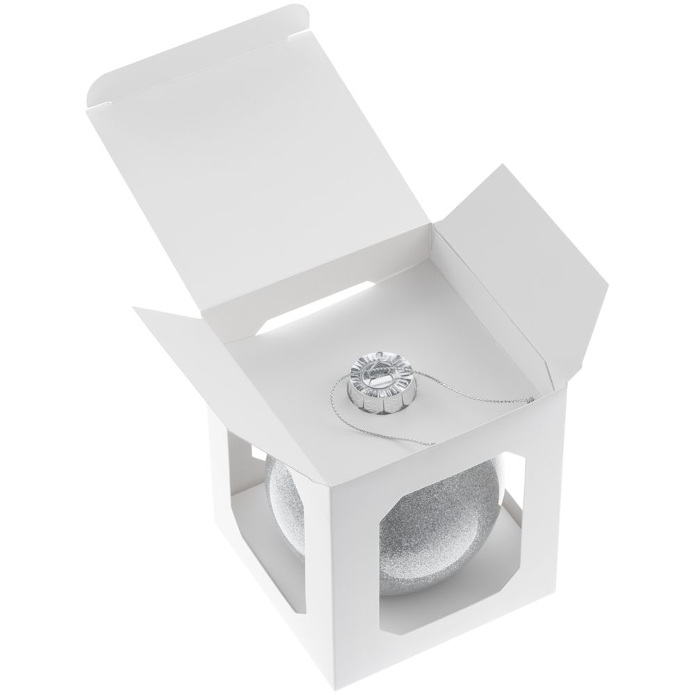 Изображение №4 | Елочный шар Finery Shine, 10 см, глянцевый серебристый с глиттером