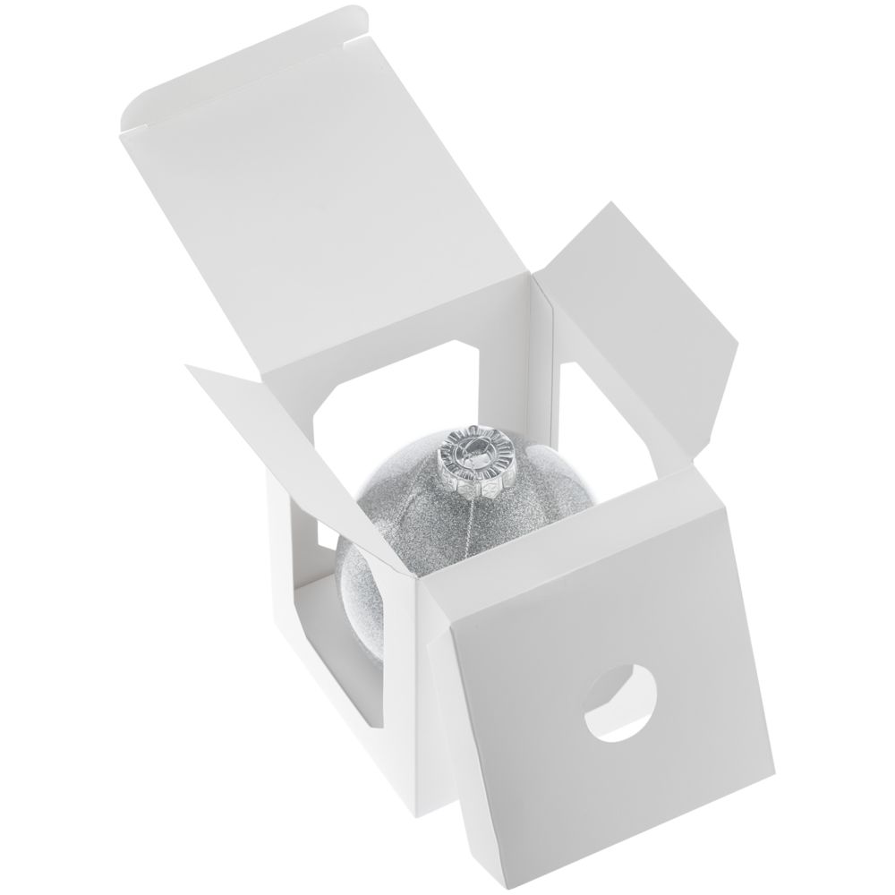 Изображение №5 | Елочный шар Finery Shine, 10 см, глянцевый серебристый с глиттером