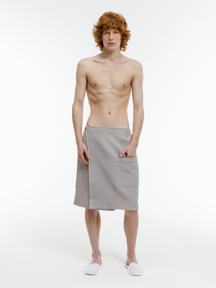 Изображение №5 | Килт вафельный мужской Onsen, светло-серый, единый размер