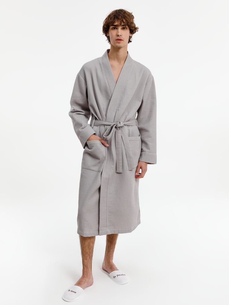 Изображение №7 | Халат вафельный Kimono, светло-серый, размер M/L