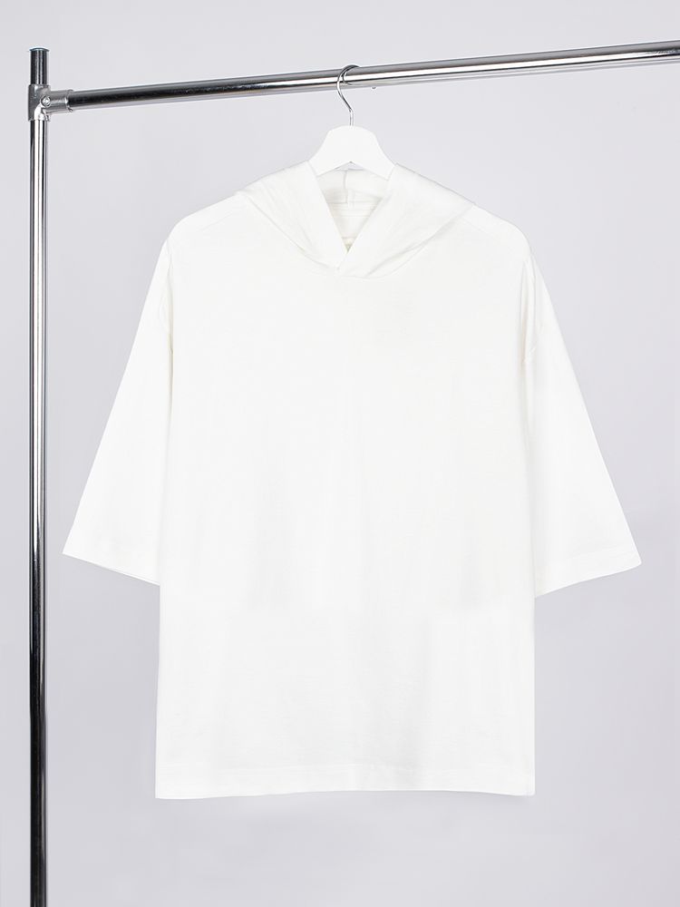 Изображение №2 | Футболка оверсайз унисекс с капюшоном Neofit, молочно-белая, размер XS/S