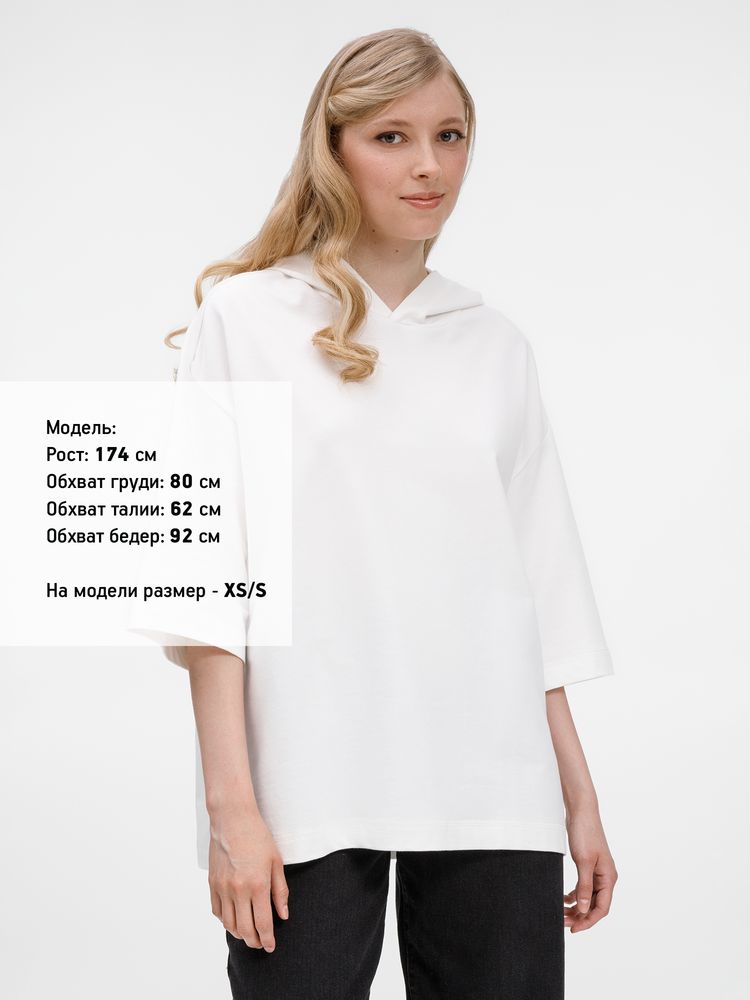 Изображение №9 | Футболка оверсайз унисекс с капюшоном Neofit, молочно-белая, размер XS/S