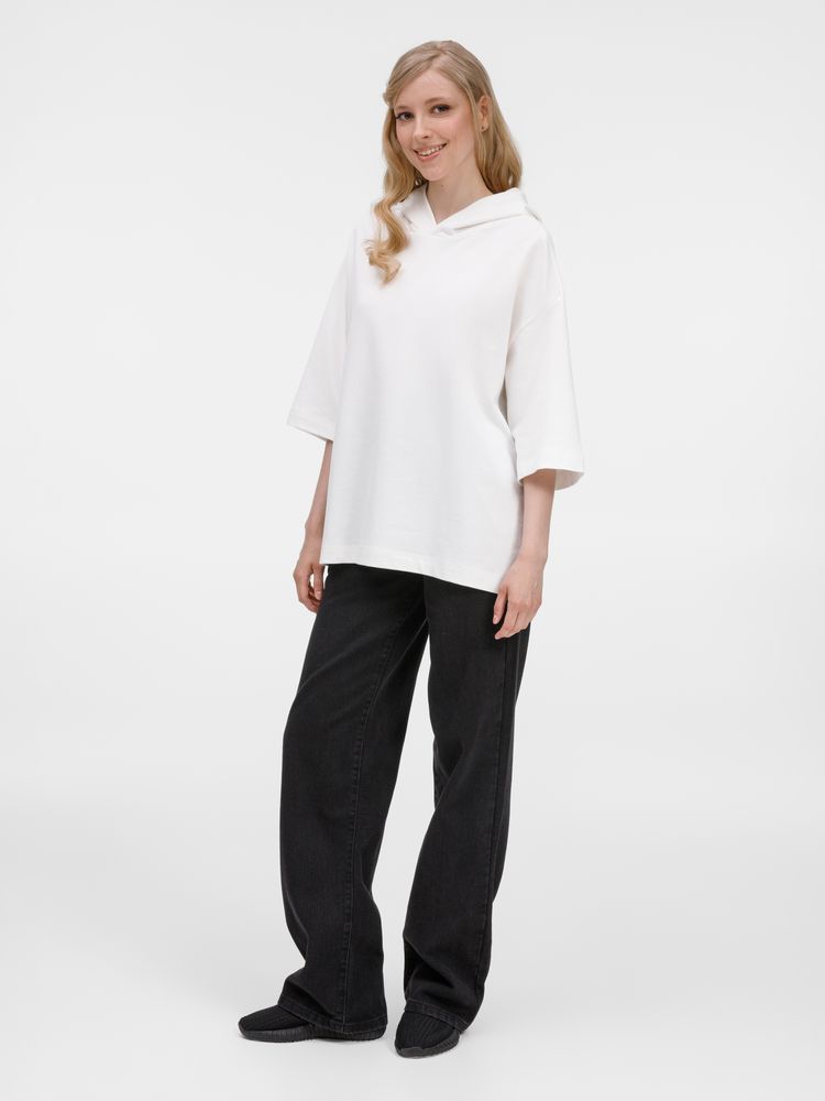 Изображение №12 | Футболка оверсайз унисекс с капюшоном Neofit, молочно-белая, размер XS/S