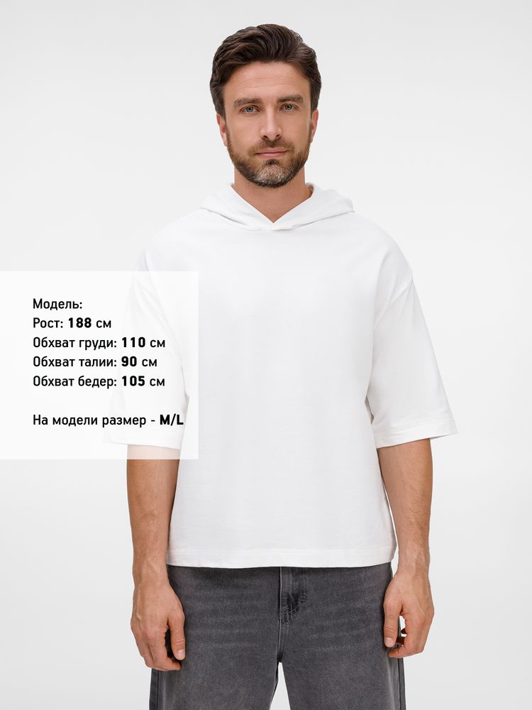 Изображение №13 | Футболка оверсайз унисекс с капюшоном Neofit, молочно-белая, размер XS/S