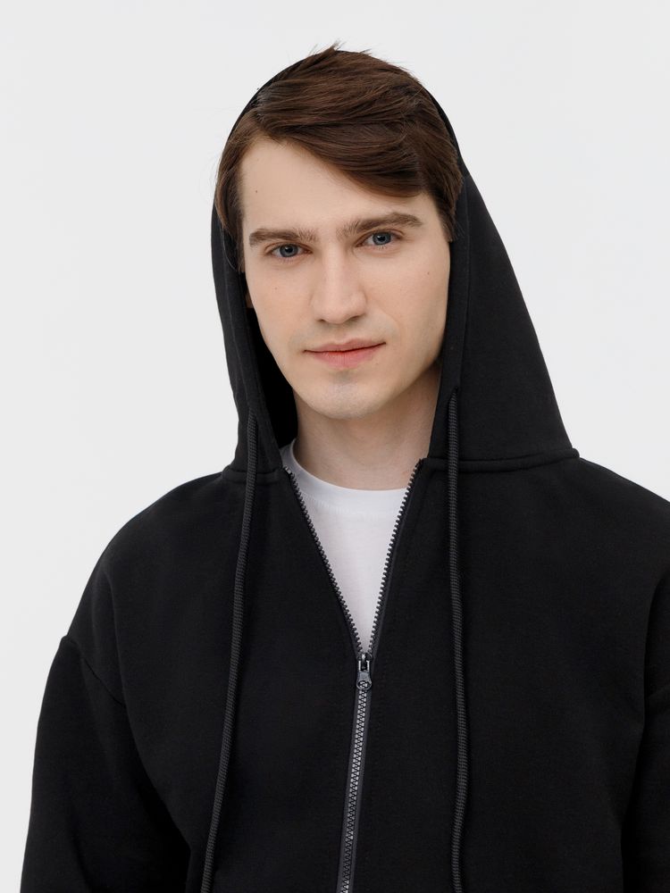 Изображение №8 | Толстовка унисекс оверсайз на молнии Zippy Terry, черная, размер XS/S