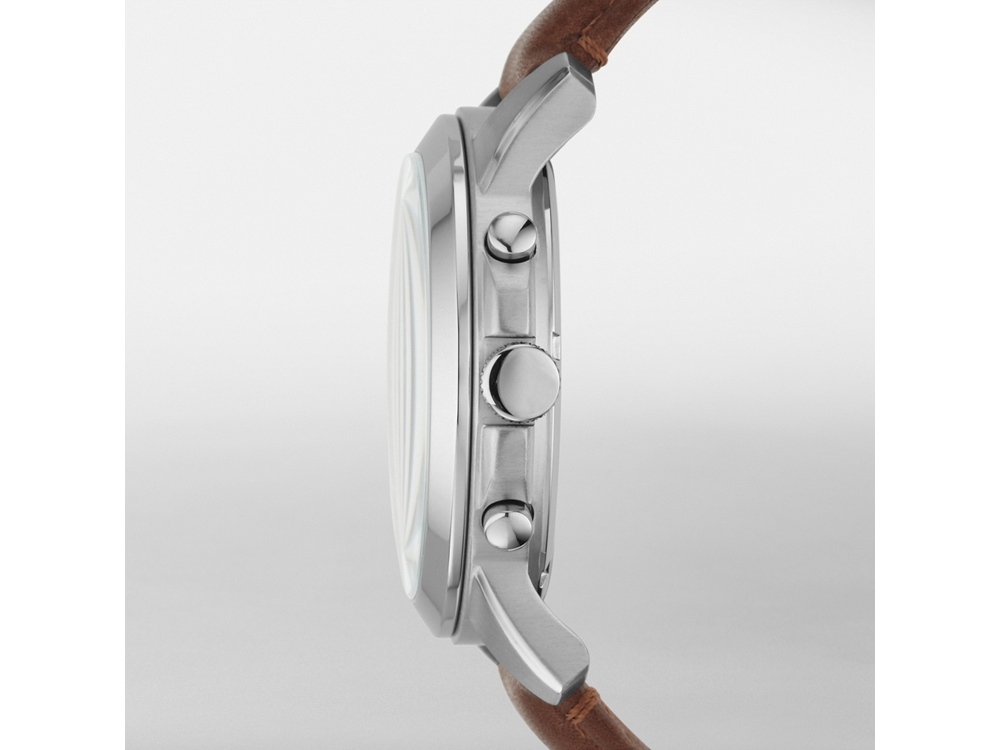 Изображение №2 | Часы наручные, мужские (корпус- серебристый, циферблат- черный, крепление- темно-коричневый)