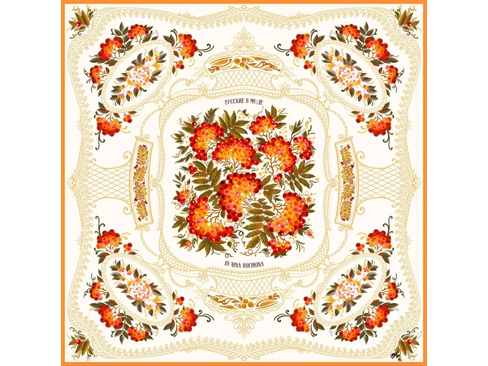 Изображение №1 | Платок «Тагильский поднос» (молочный)