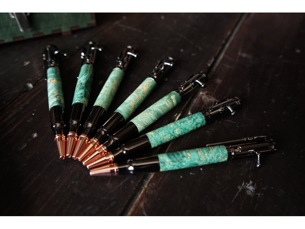 Изображение №10 | Ручка шариковая Кап клена (ручка- зеленый, gun, розовое золото, подарочная коробка- зеленый)