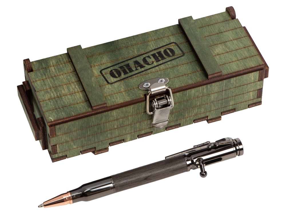 Изображение №2 | Ручка шариковая Морёный дуб (ручка- темно-коричневый, gun, розовое золото, подарочная коробка- зеленый)