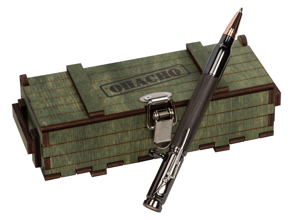 Изображение №3 | Ручка шариковая Морёный дуб (ручка- темно-коричневый, gun, розовое золото, подарочная коробка- зеленый)