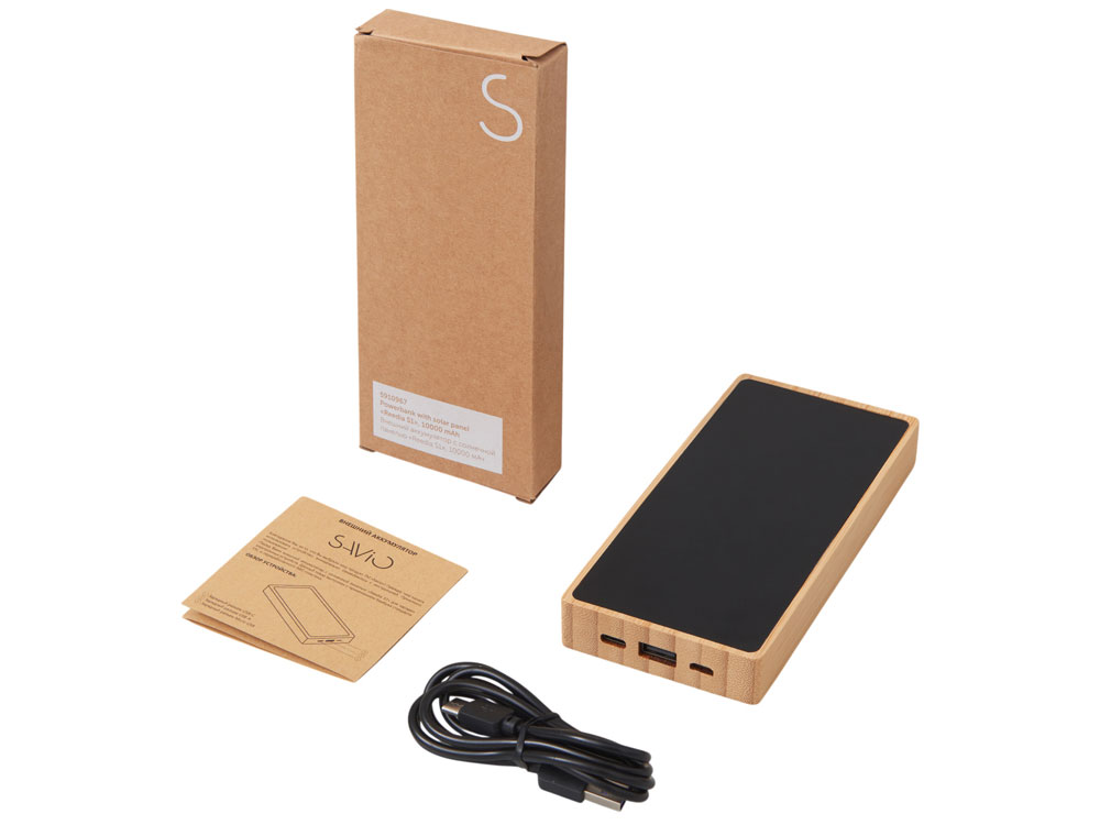 Изображение №8 | Внешний аккумулятор с подсветкой лого и солнечной панелью «Reedia S1», 10000 mAh (черный/натуральный)