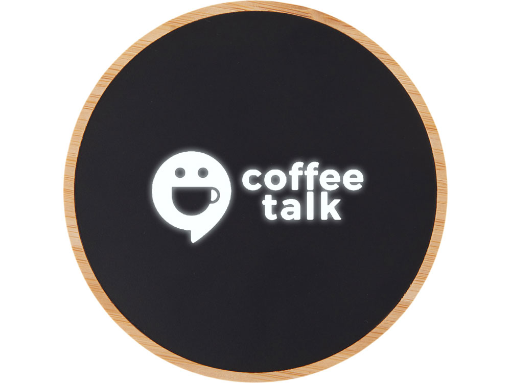 Изображение №1 | Беспроводное зарядное устройство с подсветкой лого «Reedia S3», 15 Вт (черный/натуральный)