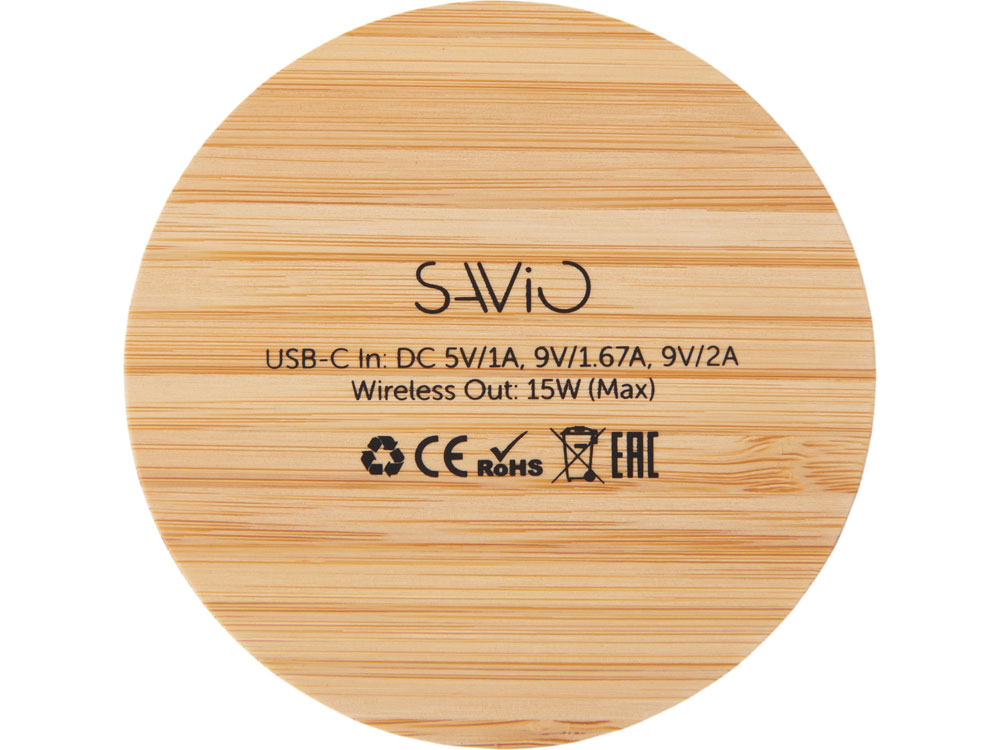 Изображение №3 | Беспроводное зарядное устройство с подсветкой лого «Reedia S3», 15 Вт (черный/натуральный)