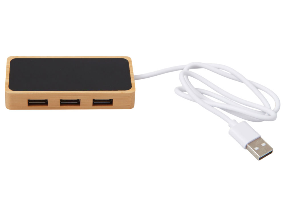 Изображение №3 | USB хаб с подсветкой лого «Reedia S5», 3*USB, 1*Type C (черный/натуральный)