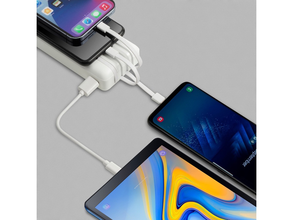 Изображение №12 | Внешний аккумулятор с дисплеем и встроенными кабелями VA2220, 20000 mAh (белый)