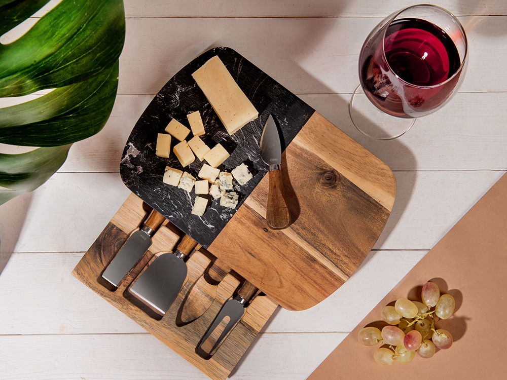 Изображение №6 | Набор для сыра в подарочной коробке из акации и мрамора «Date» (натуральный)