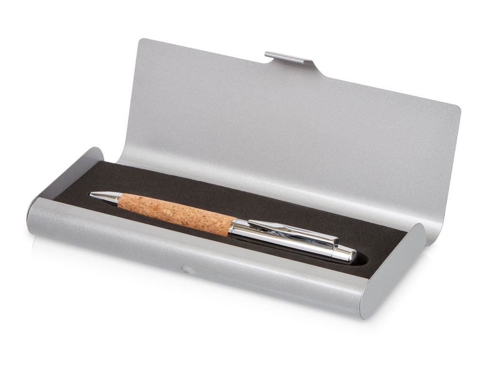 Изображение №1 | Ручка металлическая шариковая «Cask» в футляре (натуральный, хром)