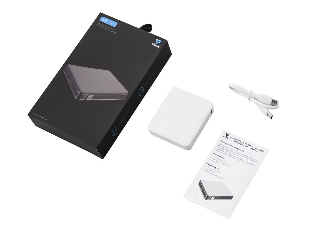 Изображение №7 | Внешний аккумулятор «Brick 5» с быстрой зарядкой PD, 5000 мАч 5000 mAh (белый)