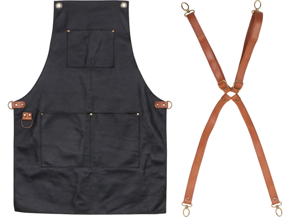 Изображение №7 | Фартук из натуральной кожи с карманами (черный/светлый бук)