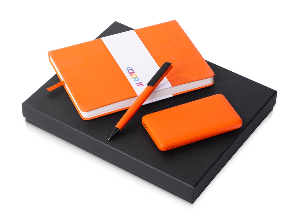 Изображение №1 | Подарочный набор «COLOR IT» c блокнотом, ручкой и повербанком, 10000 mAh (оранжевый)