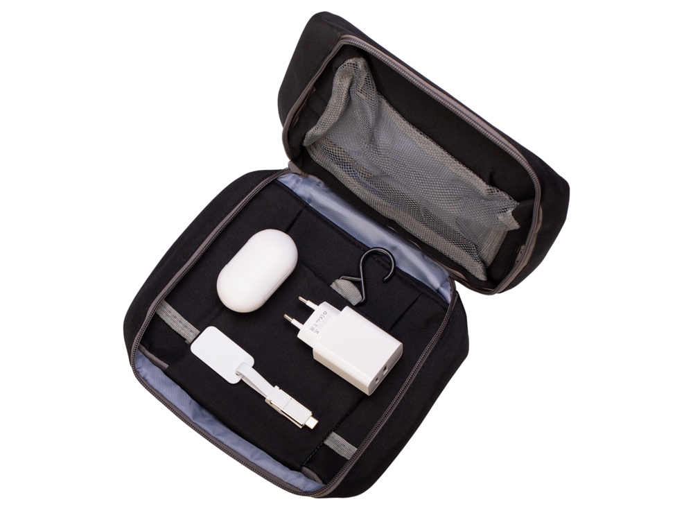 Изображение №2 | Набор для путешествий с наушниками, адаптером и универсальным кабелем «Take me» (черный, белый)