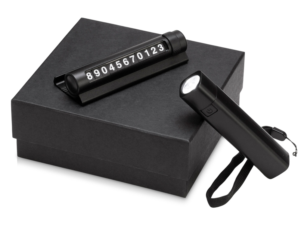 Изображение №1 | Подарочный набор с фонариком и парковочной табличкой «Blackster» (черный)