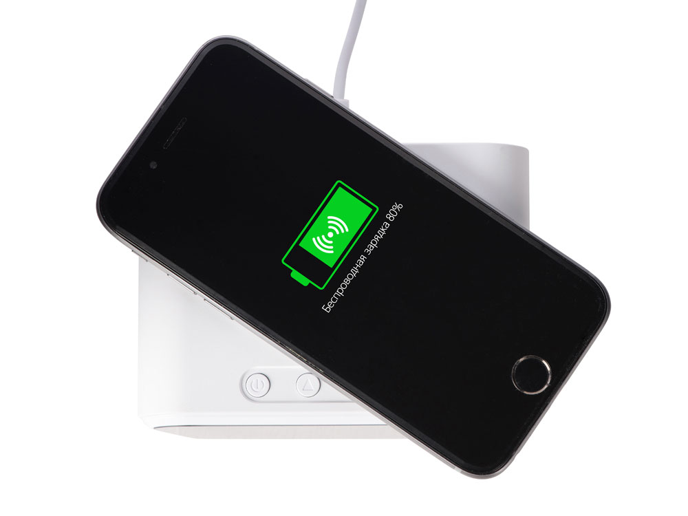 Изображение №8 | Настольные часы с функцией беспроводной зарядки «Wake», 10 Вт (белый)