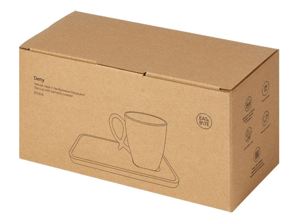 Изображение №5 | Чайная пара с бамбуковым блюдцем «Deny» (белый)