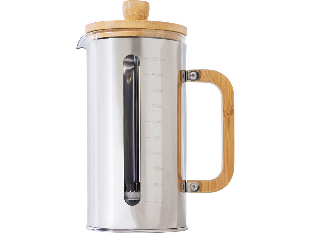 Изображение №3 | Френч-пресс в стальном корпусе и ручкой из бамбука «Coffee break» (серебристый, натуральный)