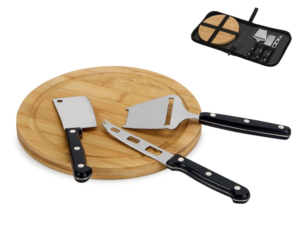 Изображение №1 | Набор для подачи сыра «Fabrizio» (черный, серебристый, натуральный)