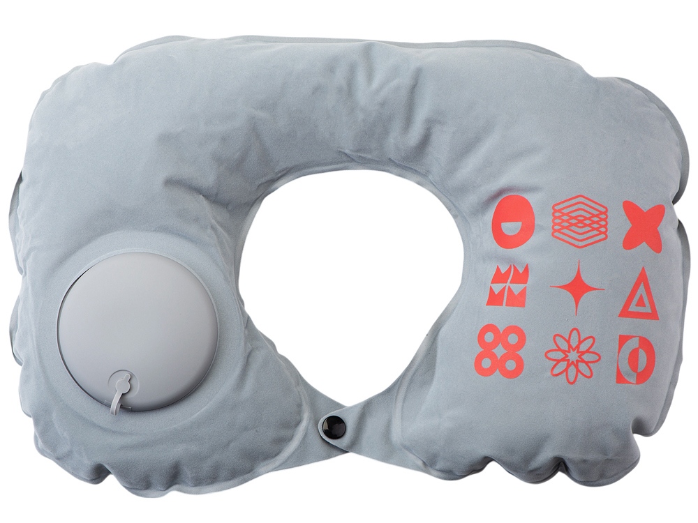Изображение №1 | Подушка для путешествия с помпой «Push» с термотрансфером (серый)